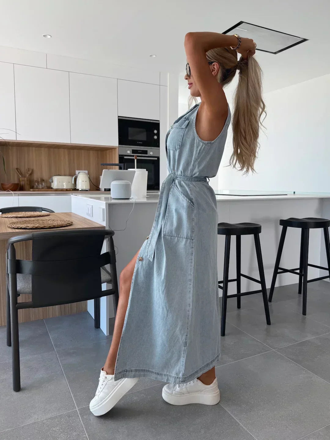 Sanne | Maxi Denim Kjole med Tidløs Elegance