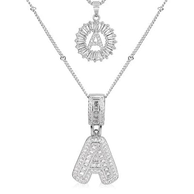 Moissanite bogstav initial halskæde sæt | Hvidguld 18k