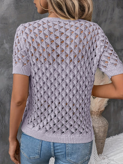 Elegant Kortærmet Bluse i Blonde