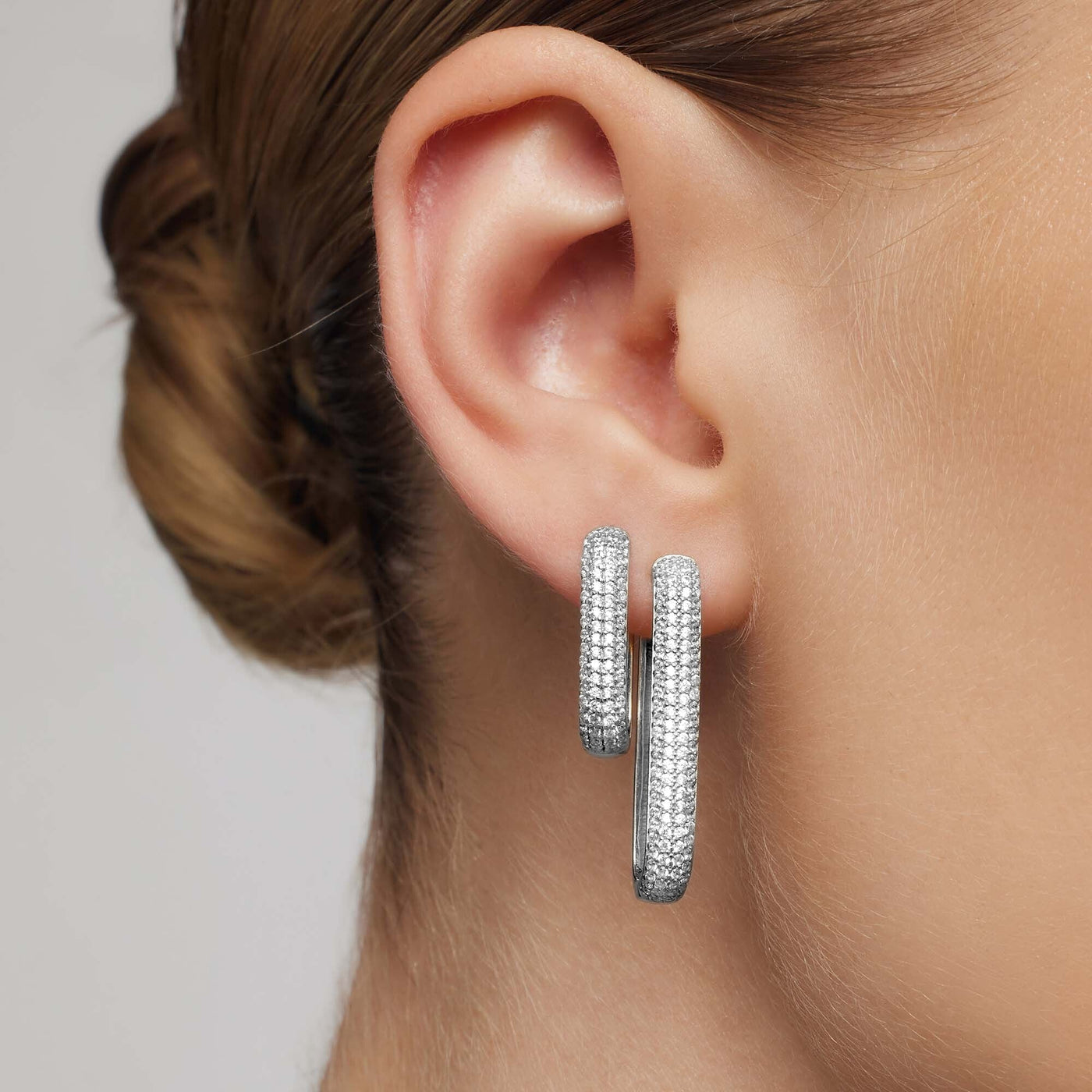 Icon Pavé Hoops | Hvidguld 18k