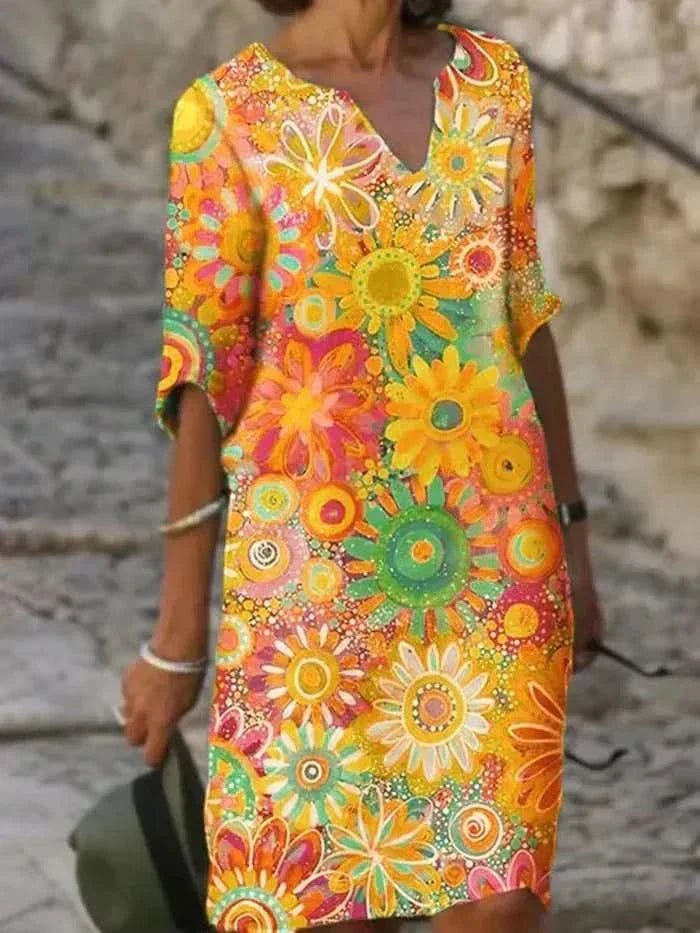 Farverig Blomstret Kjole Daisy™ | Olsen & Olsen - DK