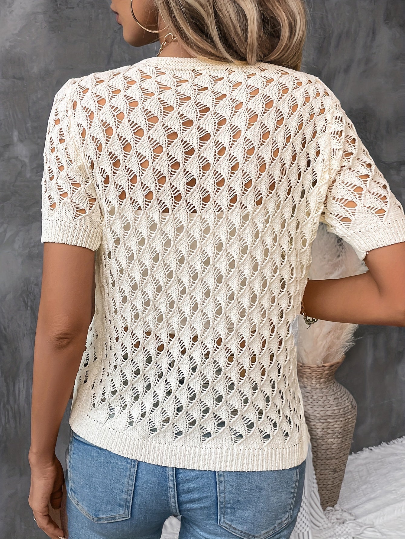 Elegant Kortærmet Bluse i Blonde