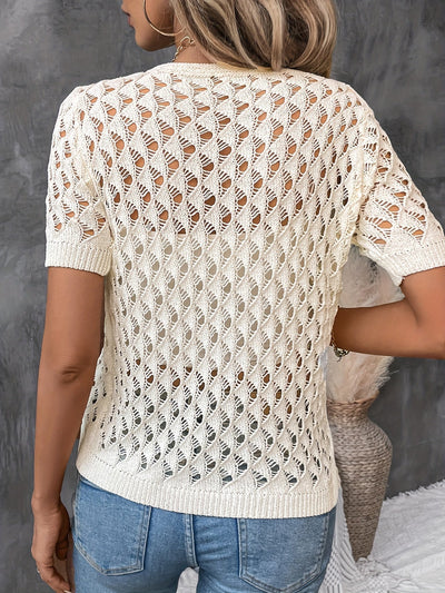 Elegant Kortærmet Bluse i Blonde