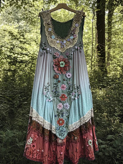 Evabella - Patchwork Art Linned Tank Kjole