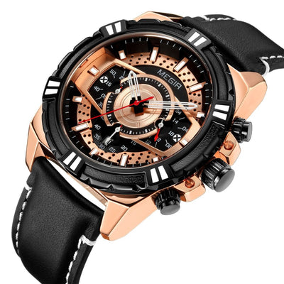 Luksus Kvarts Chronograph Militær Sport Læder Ur