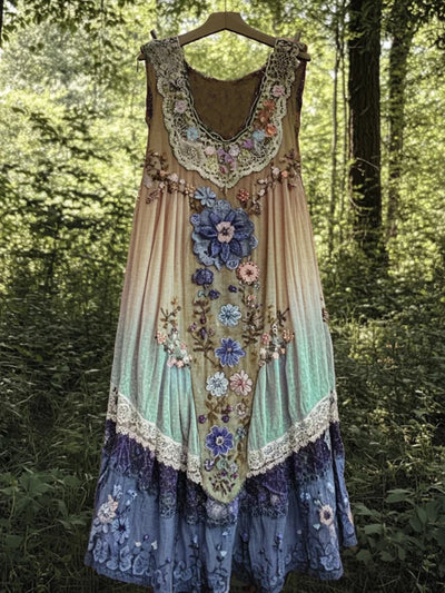 Evabella - Patchwork Art Linned Tank Kjole
