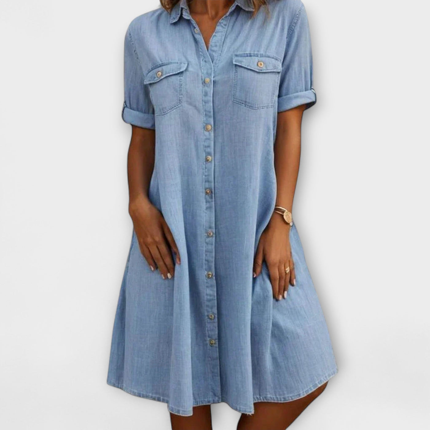 Afslappet Kjole i Blødt Denim