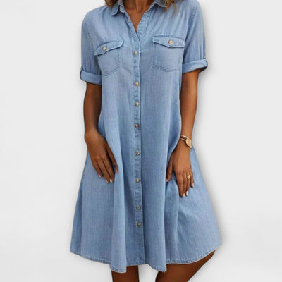 Afslappet Kjole i Blødt Denim