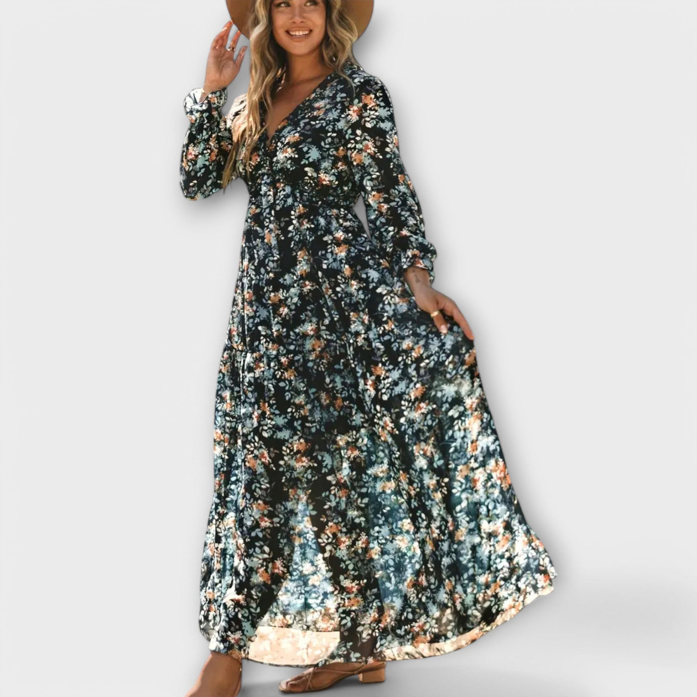 Lang & Elegant Kjole Med V-Hals