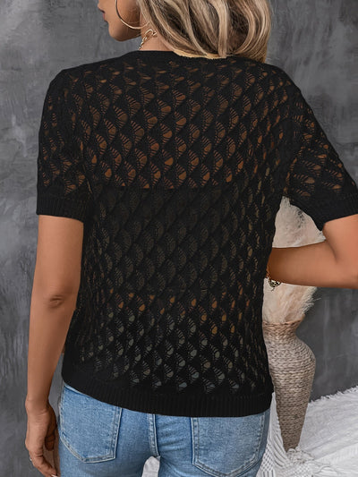 Elegant Kortærmet Bluse i Blonde