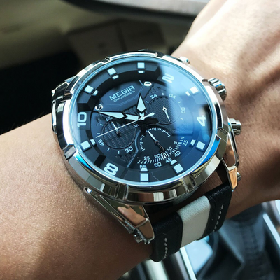 Luksus Læder Militær Sport Chronograph Ur