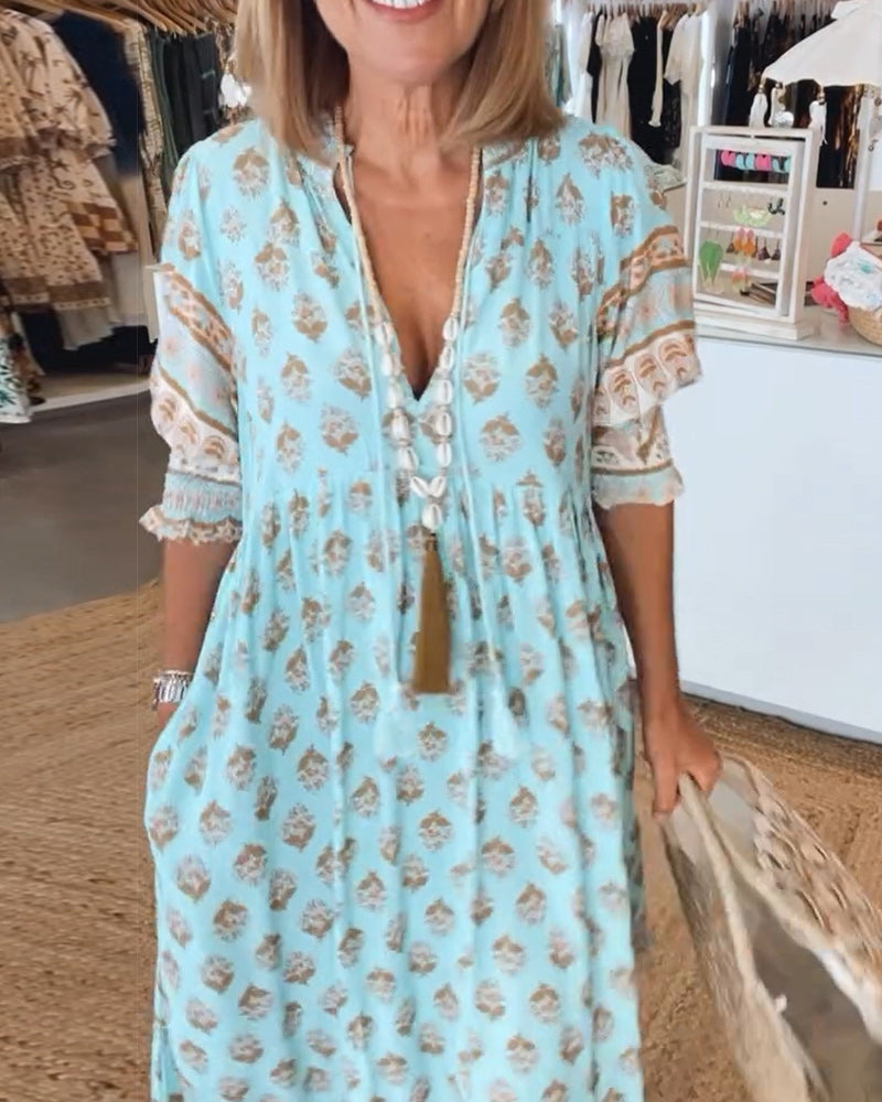 Alma | Flydende sommerkjole med moderne print