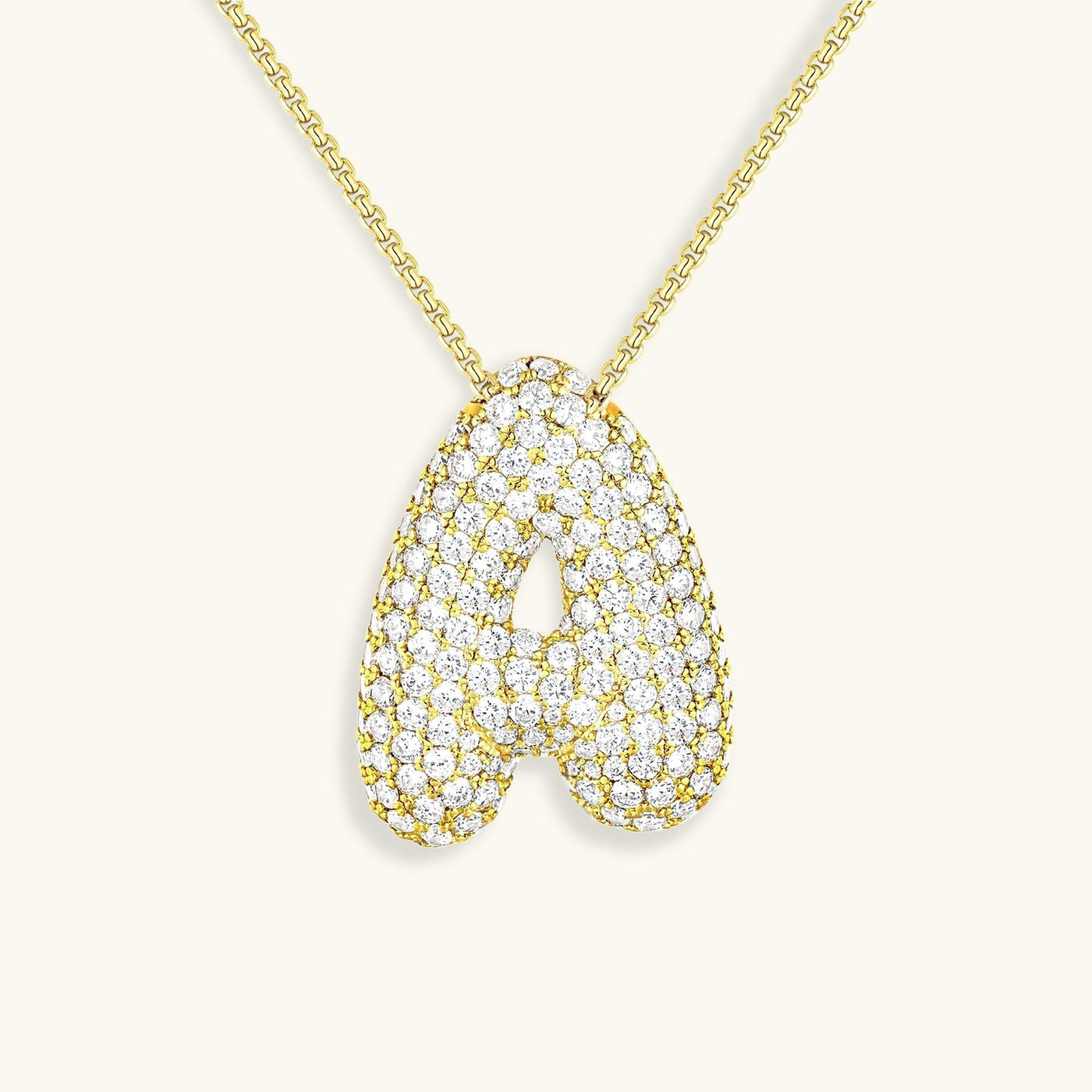 Navnesmykke Bubble med diamant | 18k Guld