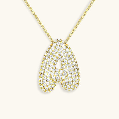 Navnesmykke Bubble med diamant | 18k Guld