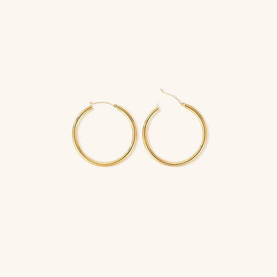 Elegante brede runde øreringe | 18k guld