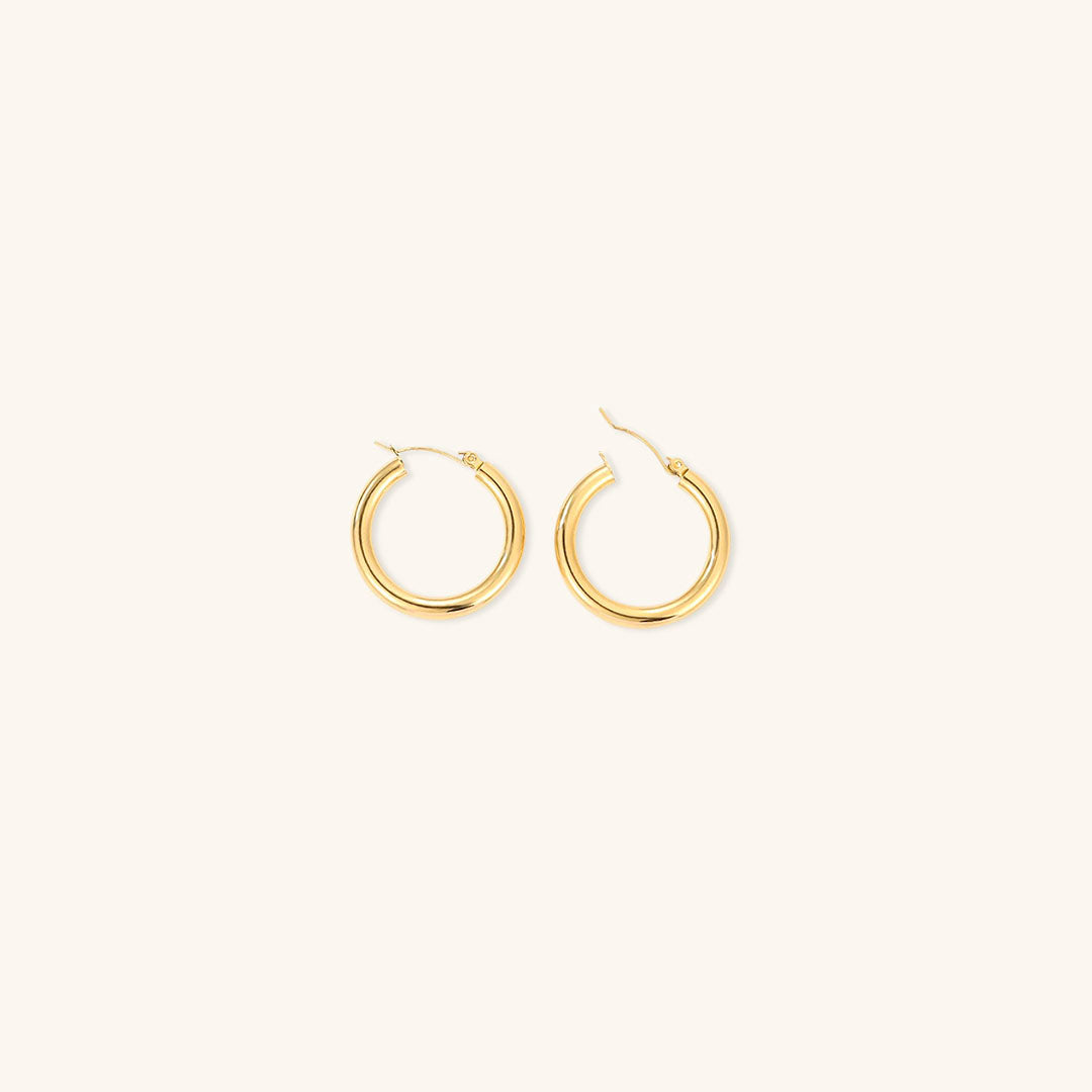 Elegante brede runde øreringe | 18k guld