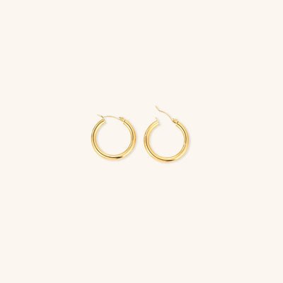 Elegante brede runde øreringe | 18k guld