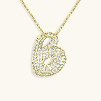 Navnesmykke Bubble med diamant | 18k Guld