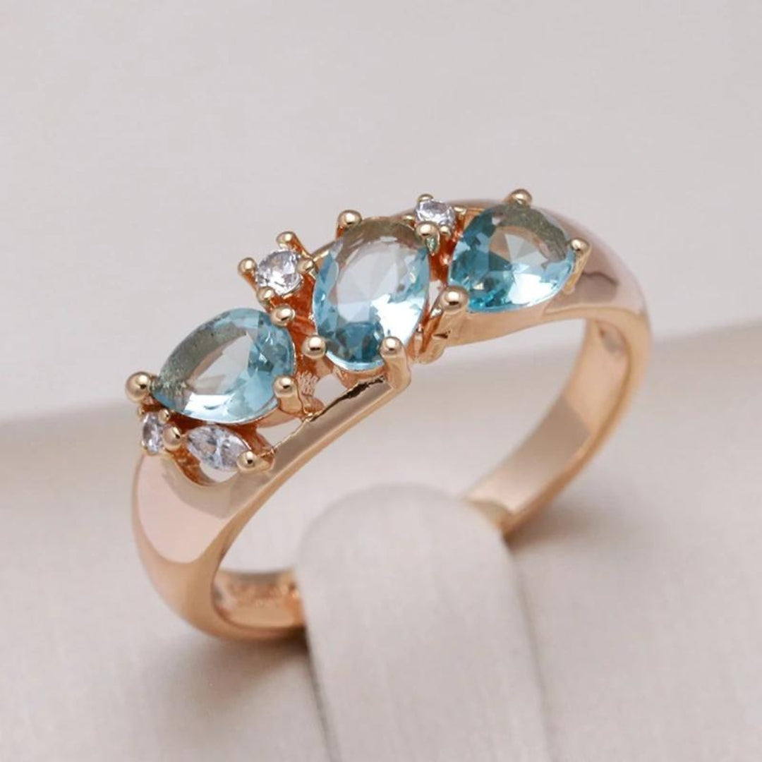 Chic Guld Vintage Blå Ring