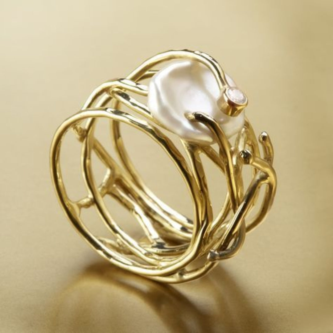 Delikat Guld Perle Ring
