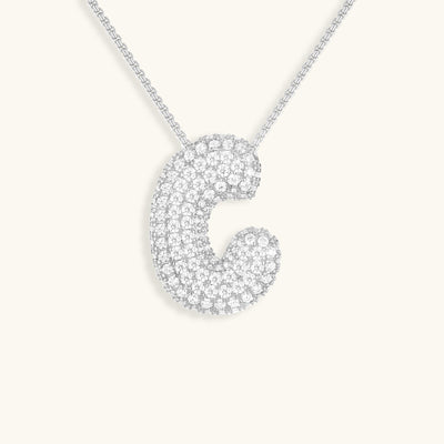 Navnesmykke Bubble med diamant | 18k Guld