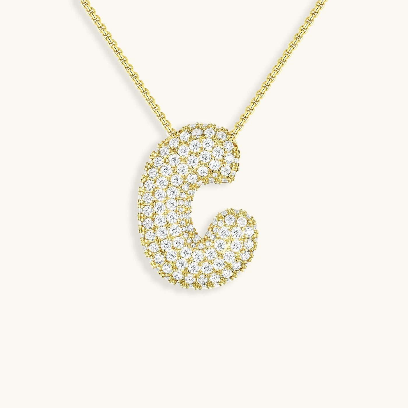 Navnesmykke Bubble med diamant | 18k Guld