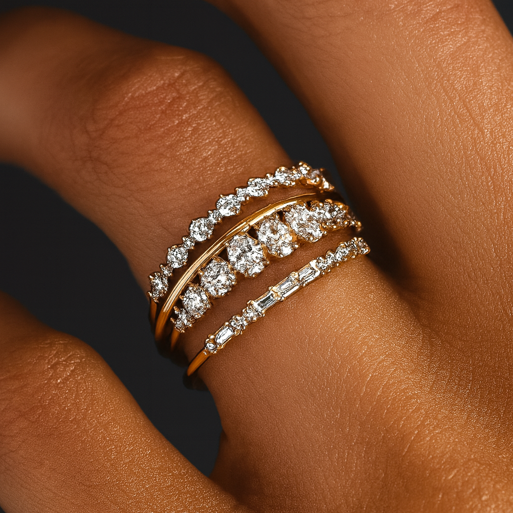 Vintage Gylden Zirconia Ring Sæt