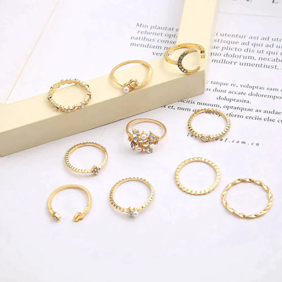 10 Pakke af Bohemian Sølv & Guld Ringe