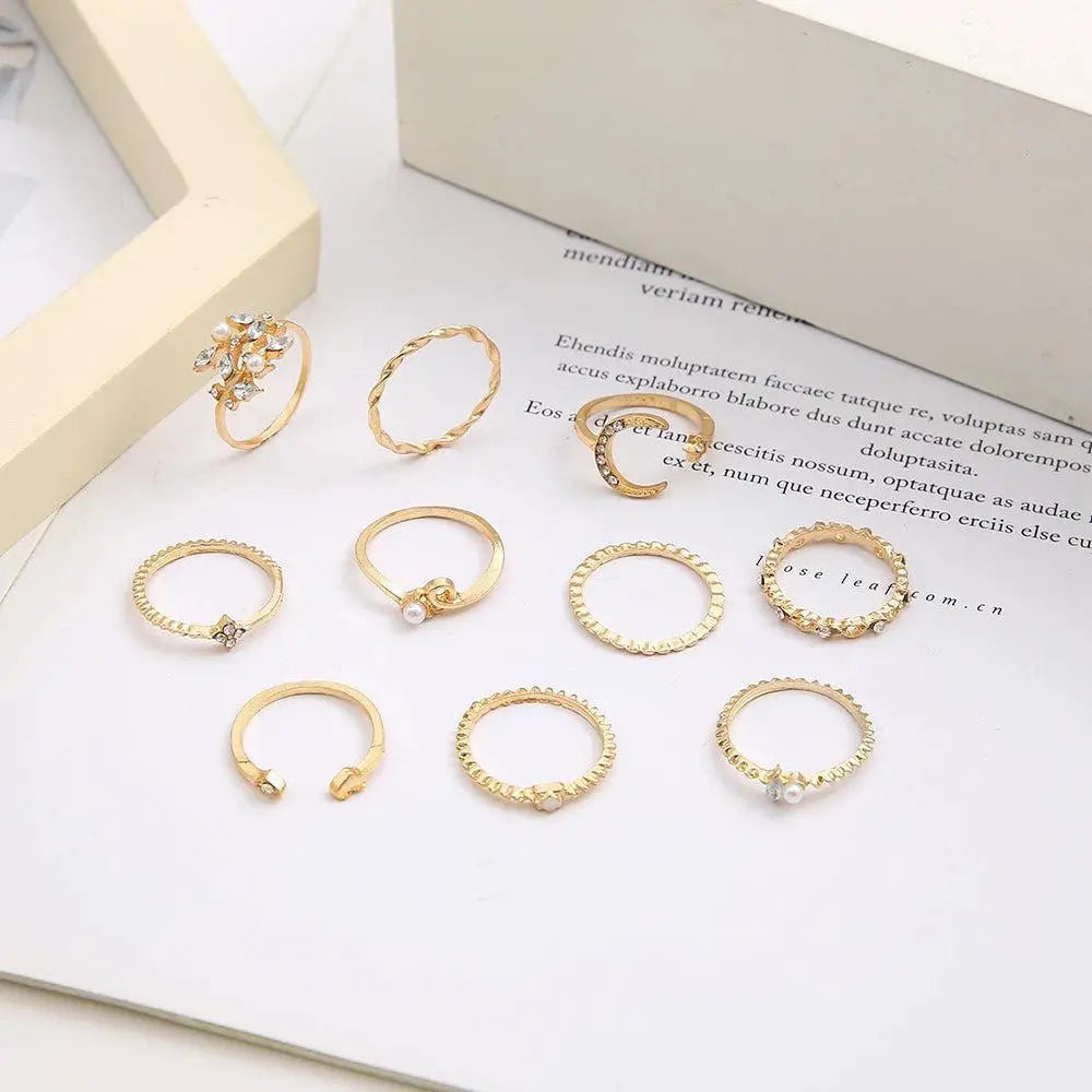 10-Pack Bohemian Sølv- og Guldbelagte Ringe