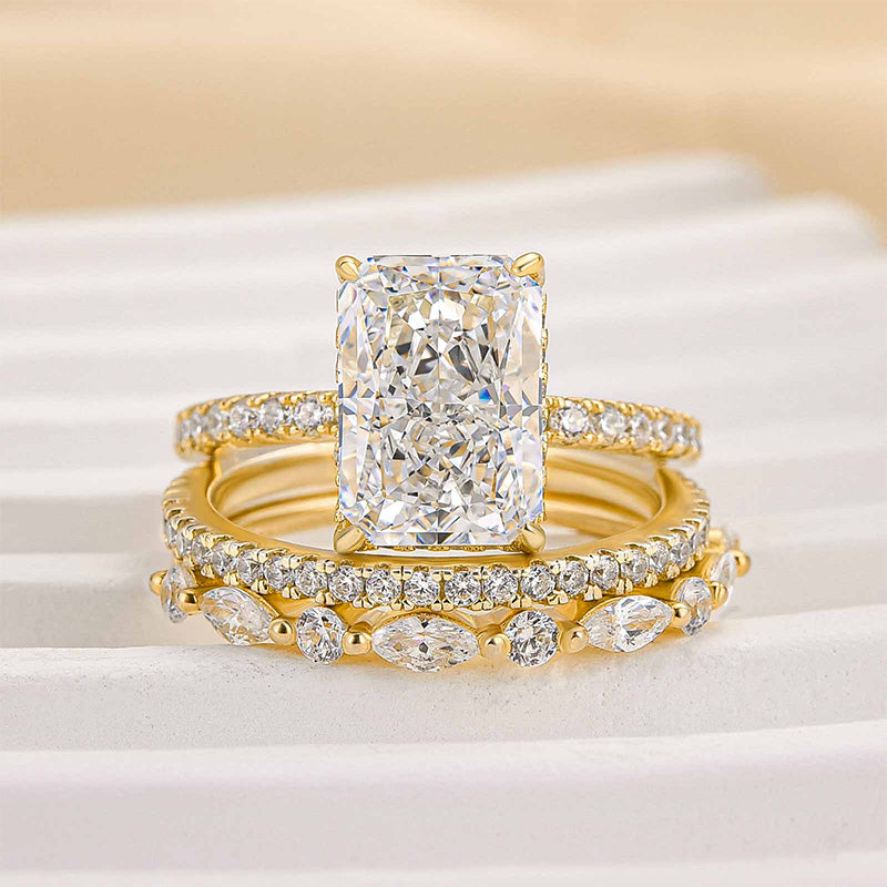 Jaily 3PC Bryllupsring Sæt | Hvidguld 18k