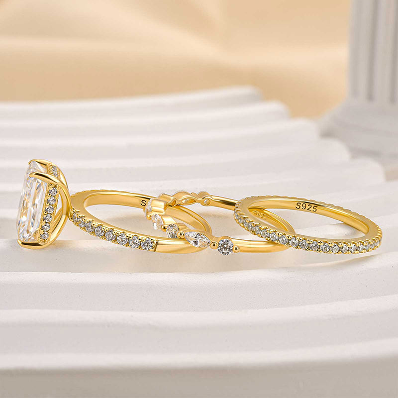 Jaily 3PC Bryllupsring Sæt | Hvidguld 18k