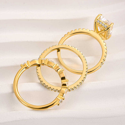 Jaily 3PC Bryllupsring Sæt | Hvidguld 18k