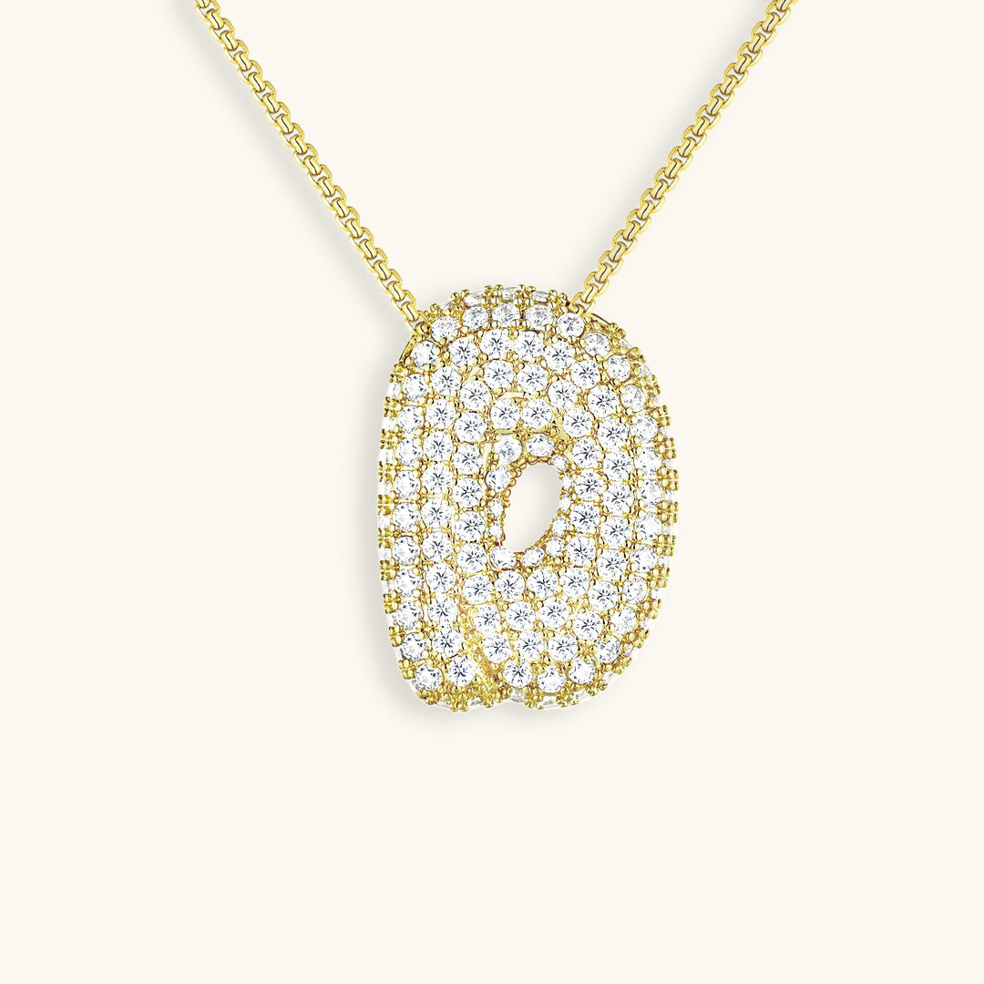 Navnesmykke Bubble med diamant | 18k Guld