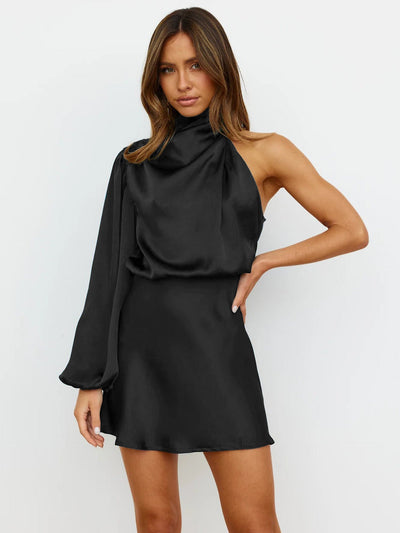 Aftenkjole Rosea Satin Drape med én skulder