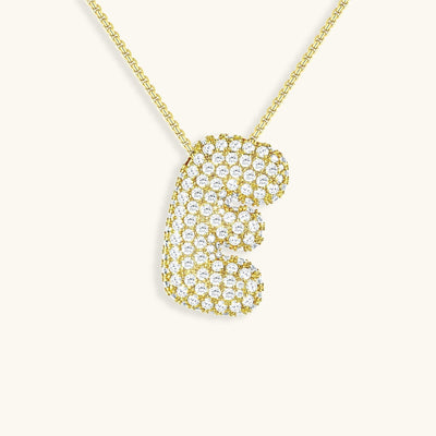 Navnesmykke Bubble med diamant | 18k Guld