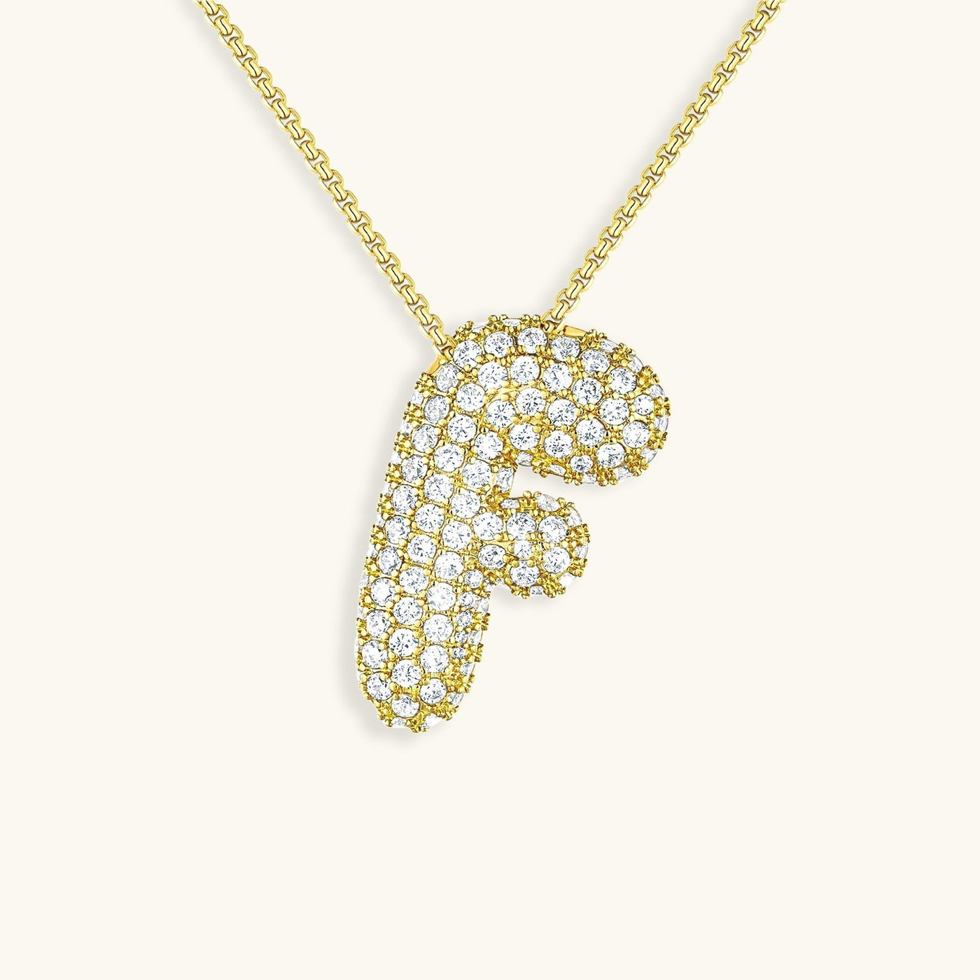 Navnesmykke Bubble med diamant | 18k Guld