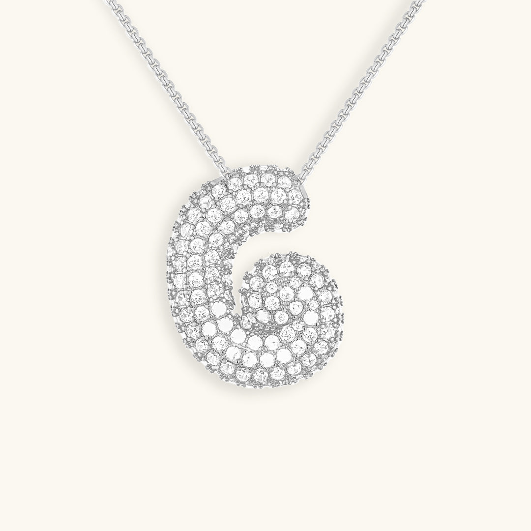 Navnesmykke Bubble med diamant | 18k Guld