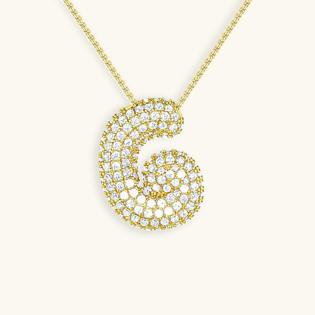 Navnesmykke Bubble med diamant | 18k Guld