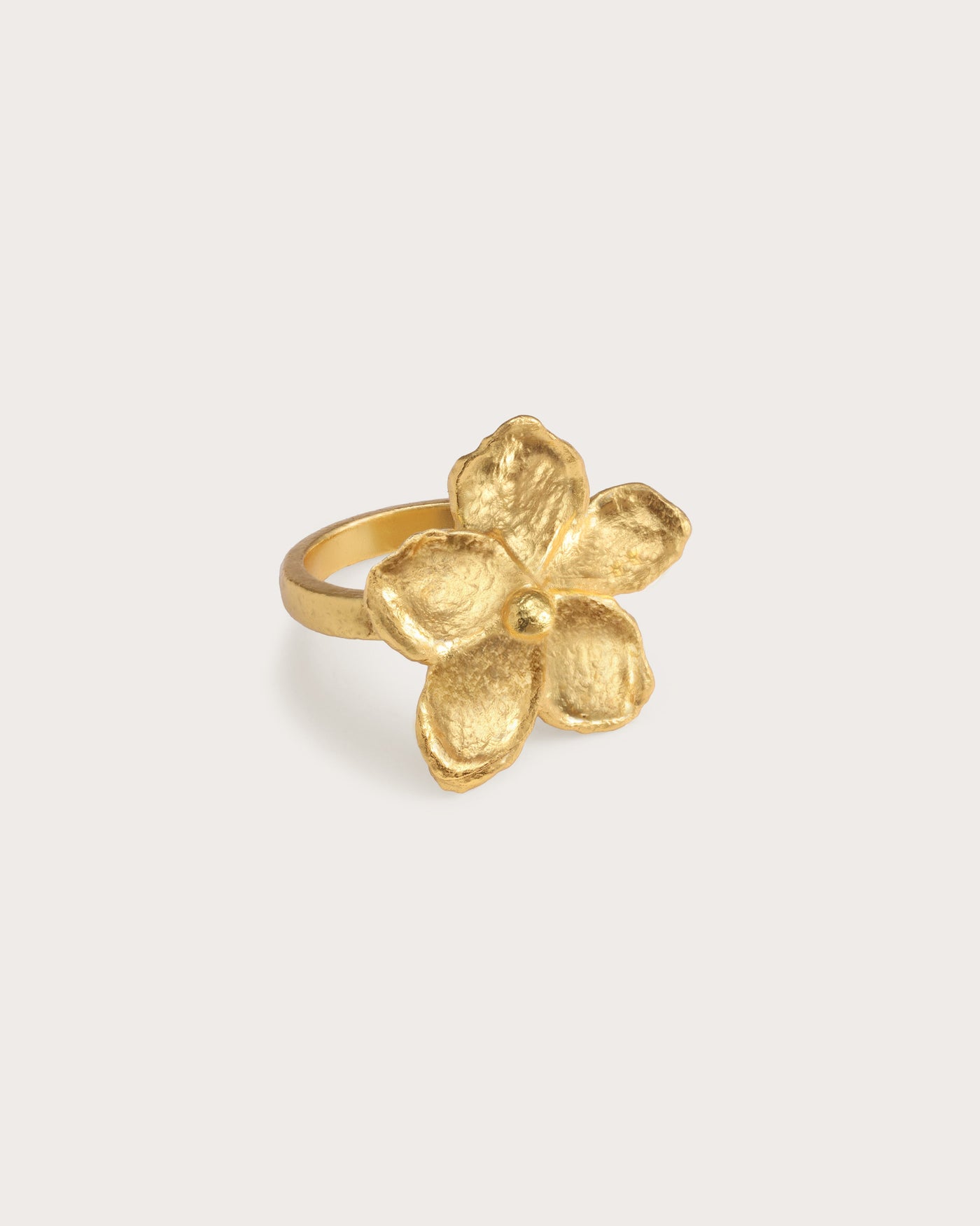 Guld Tekstureret Blomster Ring
