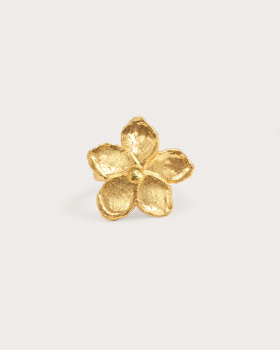 Guld Tekstureret Blomster Ring