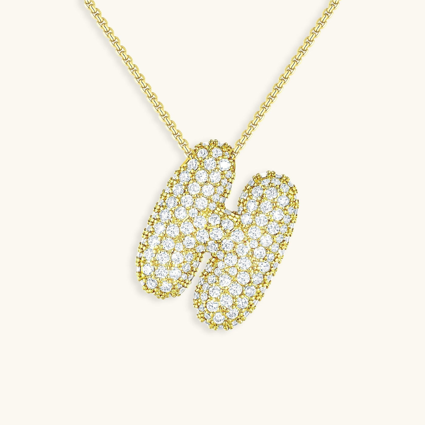 Navnesmykke Bubble med diamant | 18k Guld