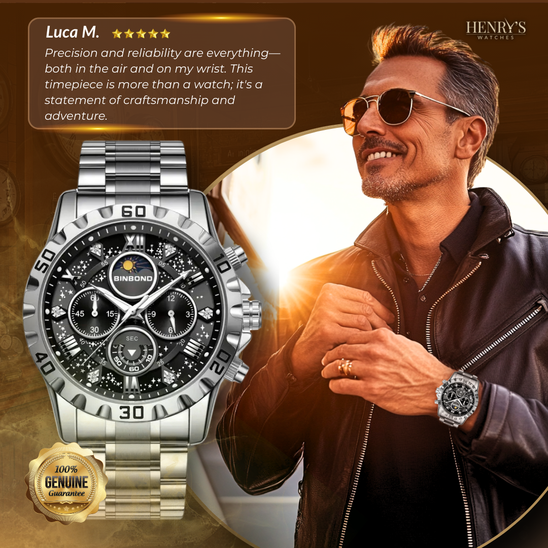 Luksus Chronograph Ur med Metalrem