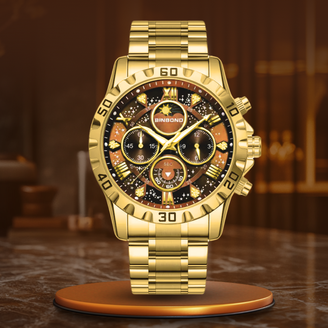 Luksus Chronograph Ur med Metalrem