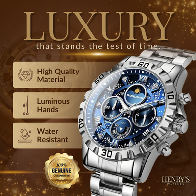 Luksus Chronograph Ur med Metalrem