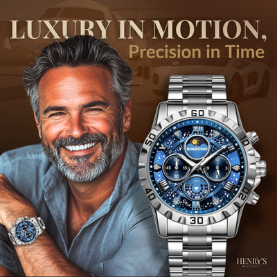 Luksus Chronograph Ur med Metalrem