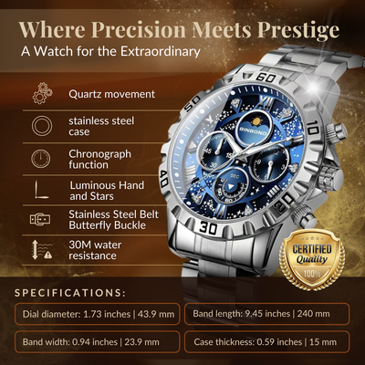 Luksus Chronograph Ur med Metalrem