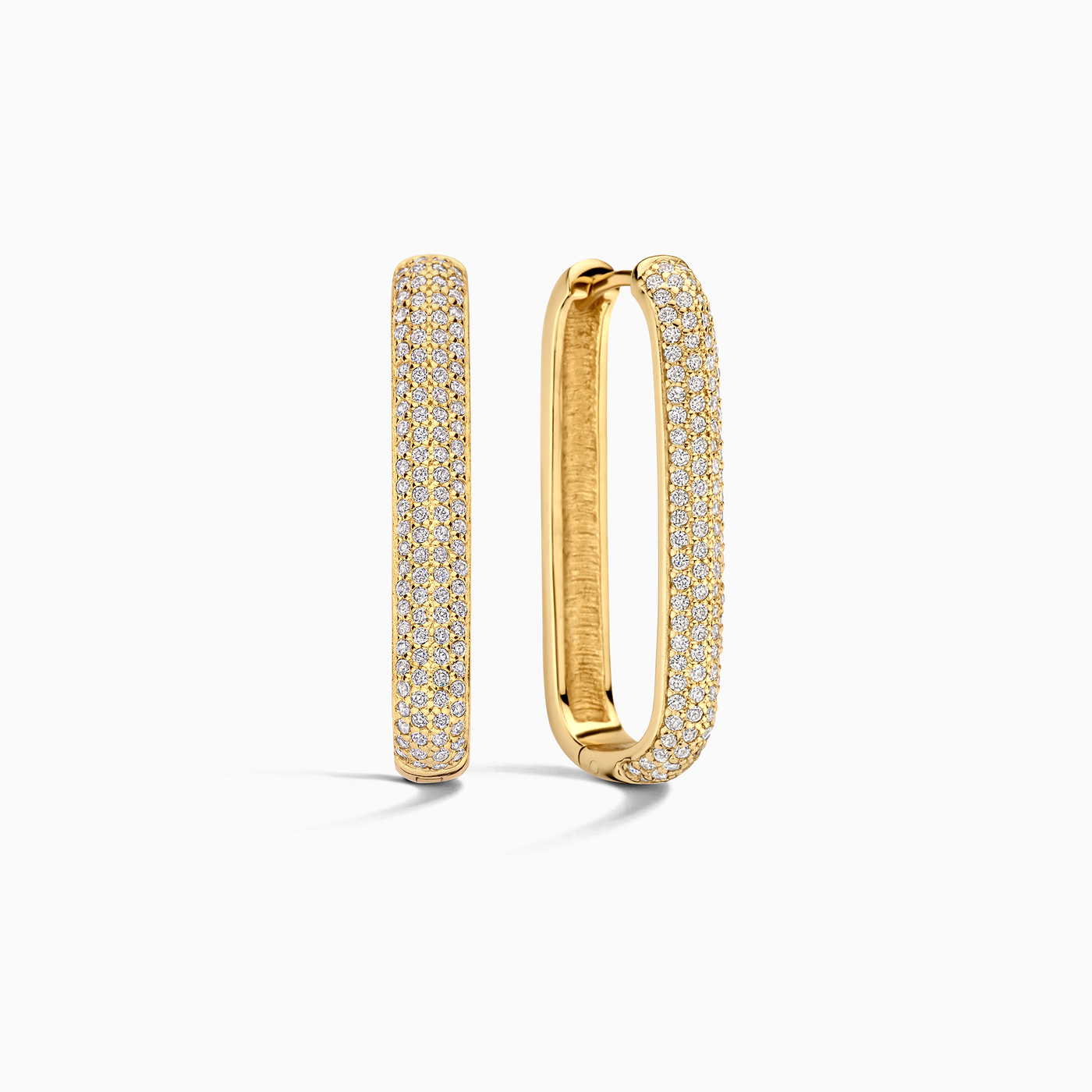 Store Ikon Pavé Øreringe | Hvidguld 16k