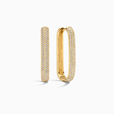 Store Ikon Pavé Øreringe | Hvidguld 16k
