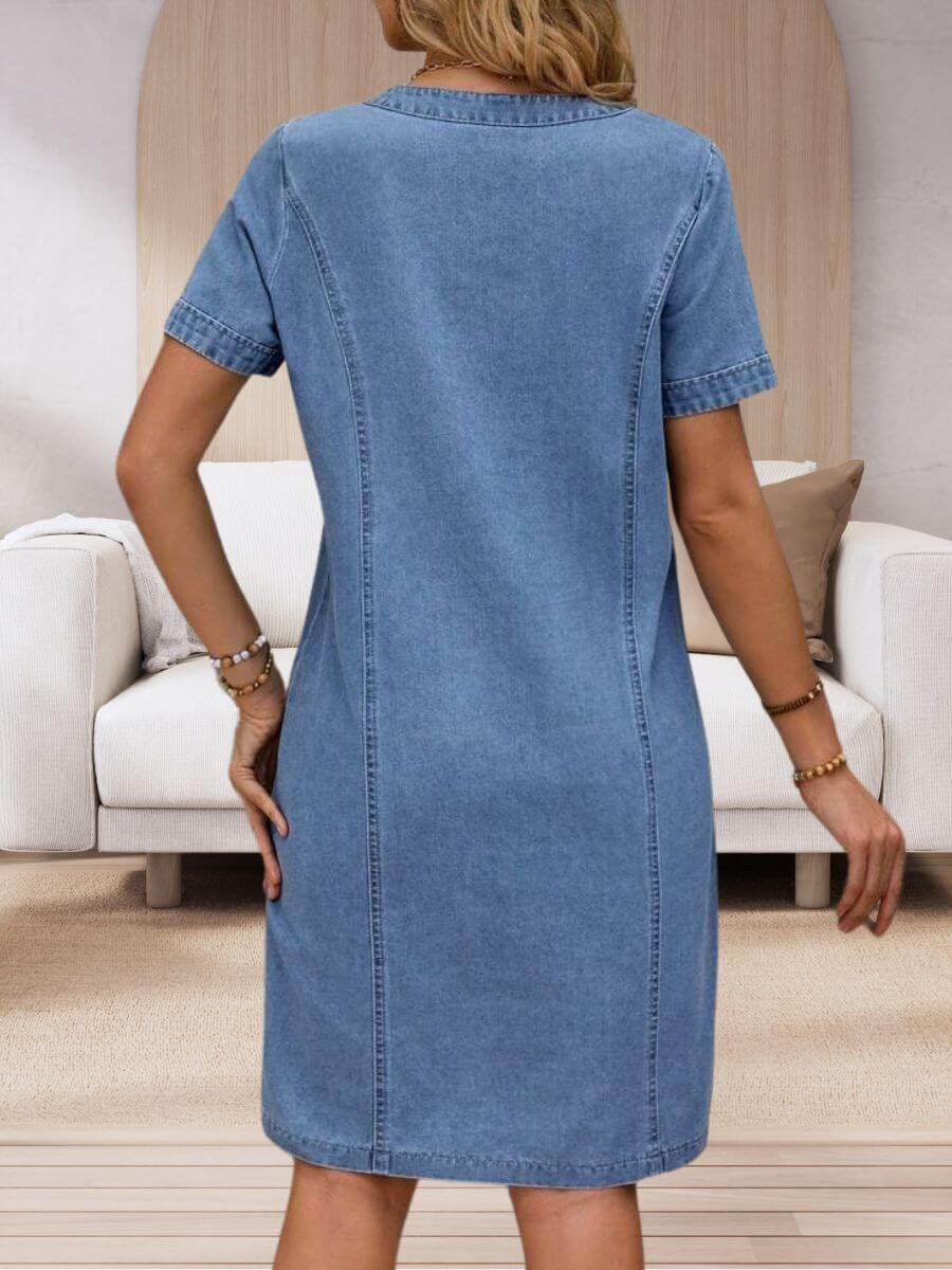 Sophia | Sommer Denim Kjole med V-hals