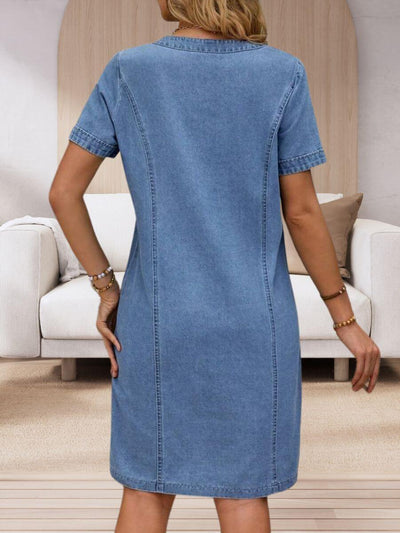 Sophia | Sommer Denim Kjole med V-hals